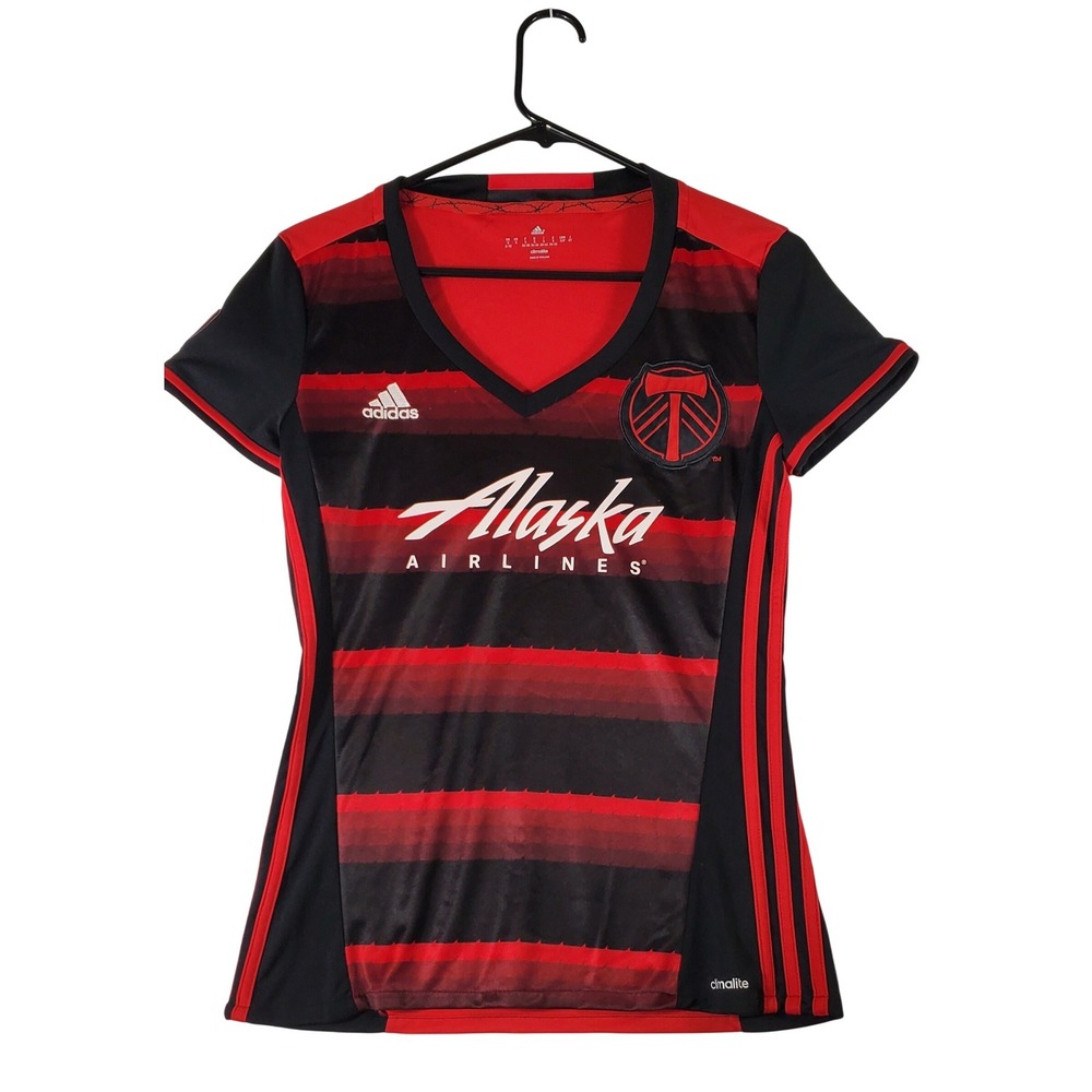 Portland Timbers Adidas Climalite Soccer Jersey Women's Small‎ Alaska Airlines